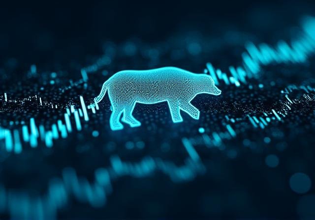 Abstract visualization of algorithmic trading code and data flow
